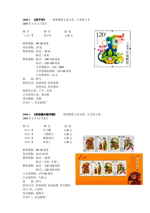 2008年邮票目录图稿