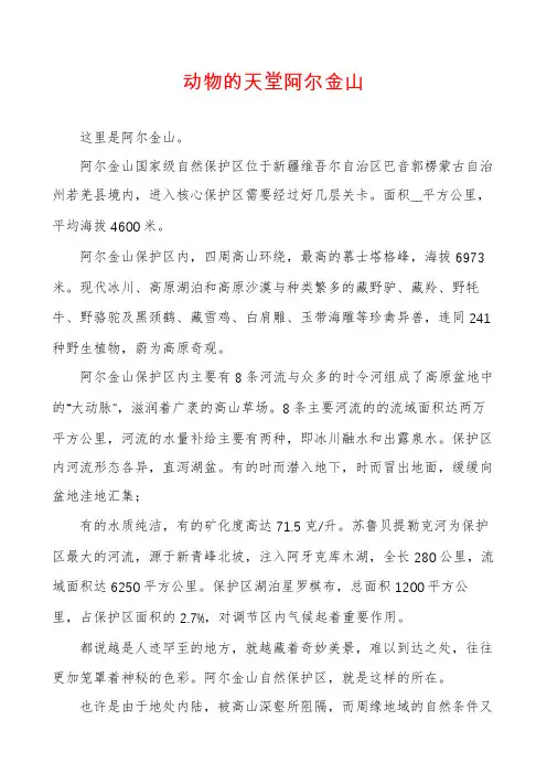 动物的天堂阿尔金山