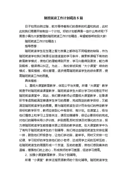 随班就读工作计划精选5篇