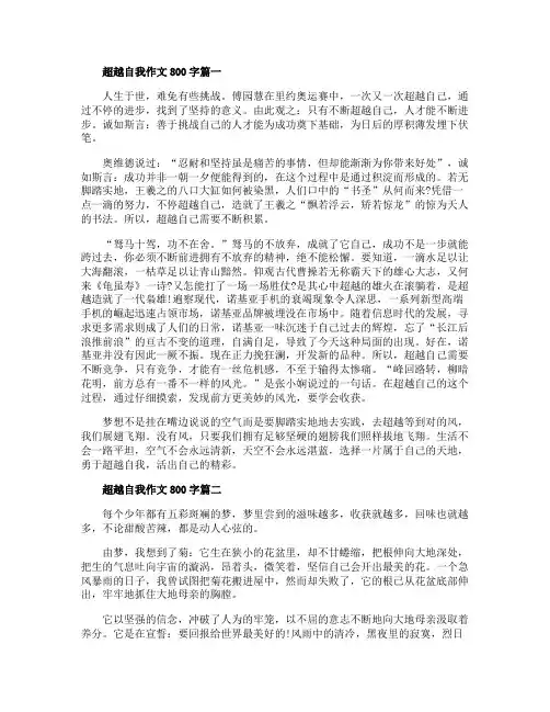 超越自我优秀作文800字5篇精选高中
