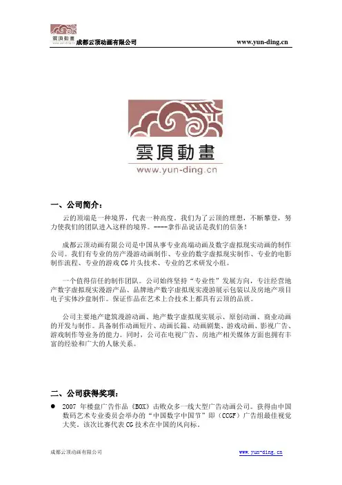 成都云顶动画有限公司简介