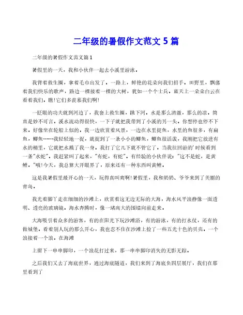 二年级的暑假作文范文5篇