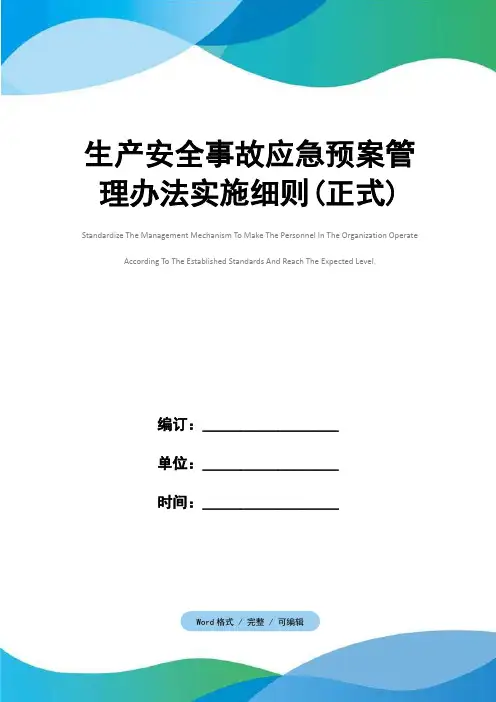 生产安全事故应急预案管理办法实施细则(正式)