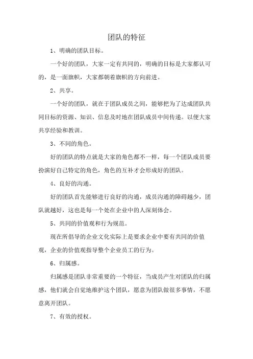 团队的特征