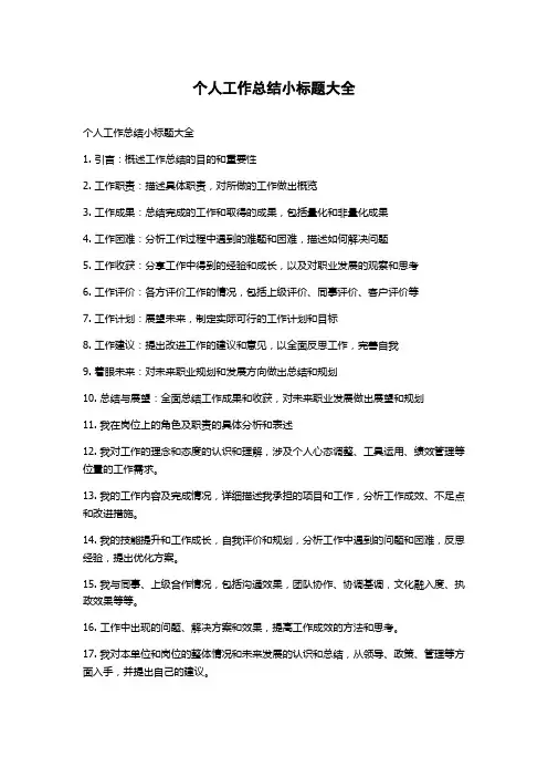 个人工作总结小标题大全