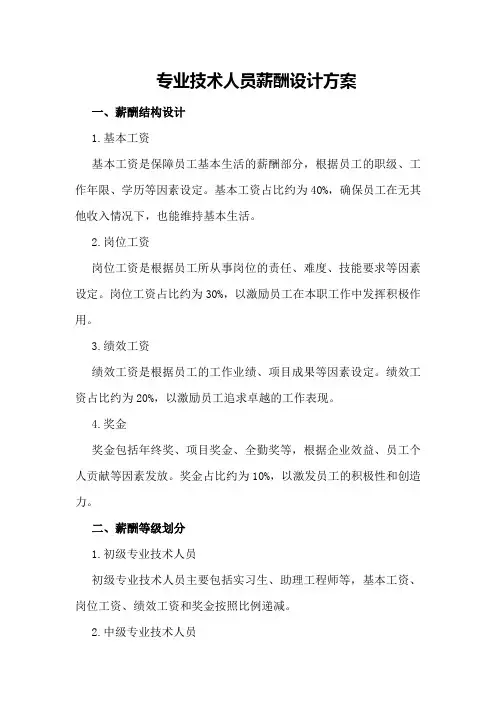 专业技术人员薪酬设计方案