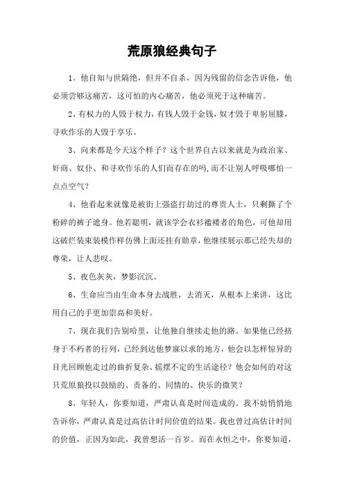 荒原狼经典句子
