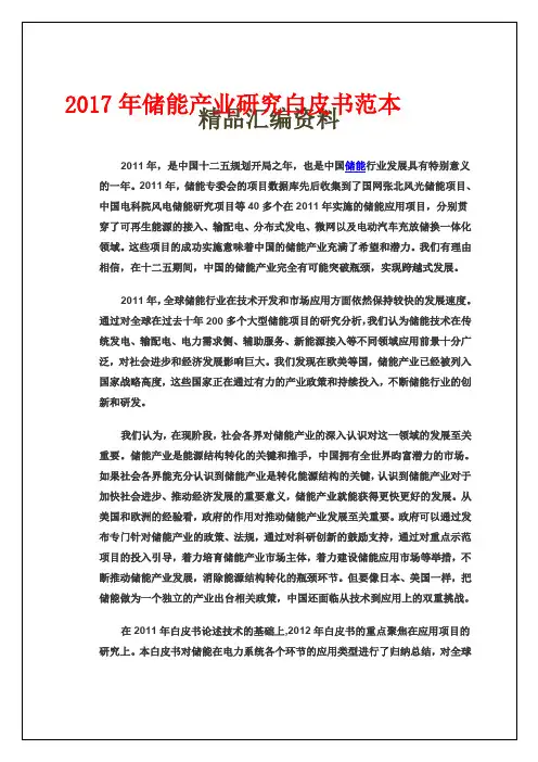 储能产业研究白皮书范本()