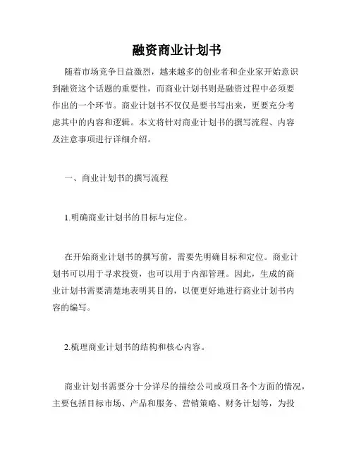 融资商业计划书