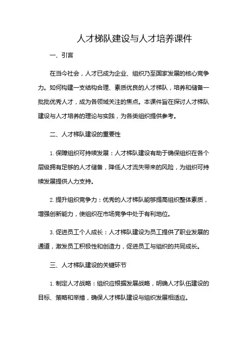 人才梯队建设与人才培养课件