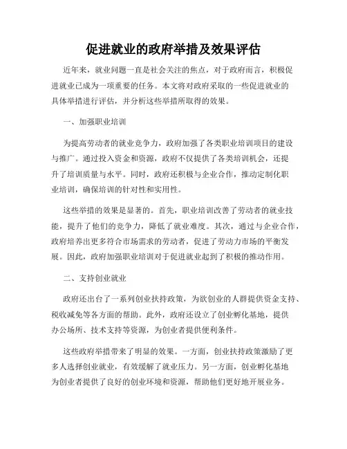 促进就业的政府举措及效果评估