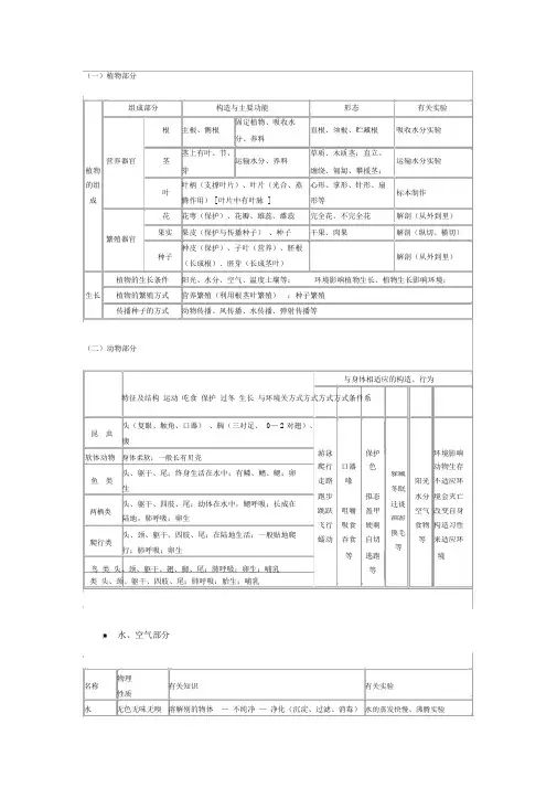 小学科学知识结构网络图