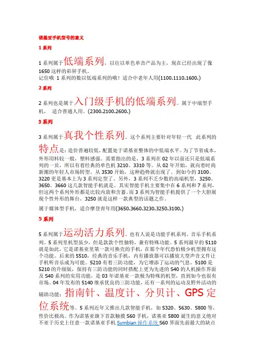 诺基亚摩托罗拉三星多普达各种手机各种型号的含义