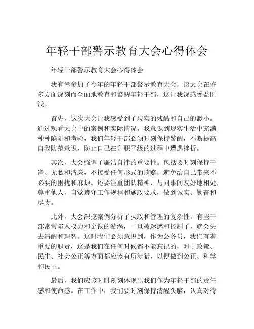 年轻干部警示教育大会心得体会