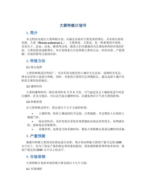 大黄种植计划书