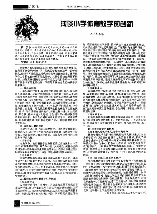 浅谈小学体育教学的创新