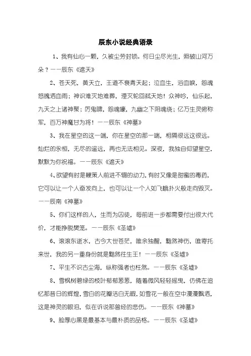 辰东小说经典语录