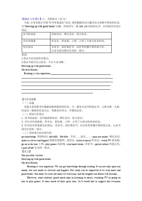 2013年中考英语真题分类汇编---书面表达(应用作文)