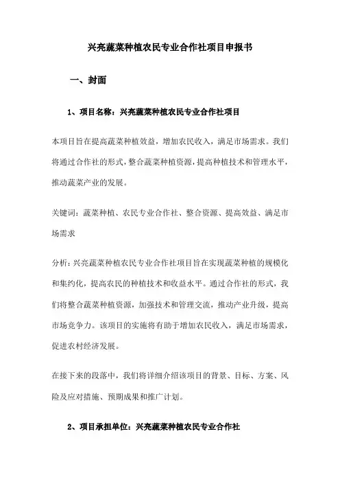 兴亮蔬菜种植农民专业合作社项目申报书