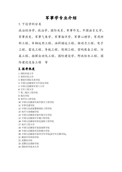 军事学专业介绍-高考志愿专业介绍