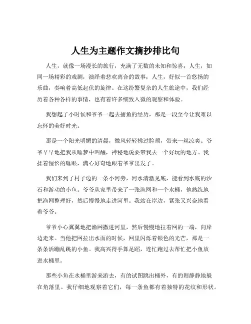 人生为主题作文摘抄排比句