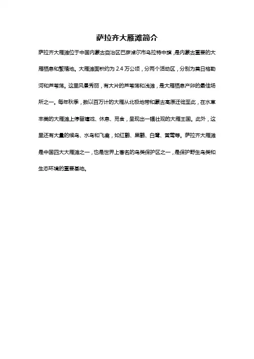 萨拉齐大雁滩简介