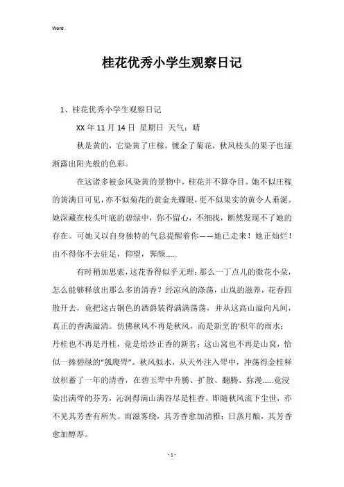 桂花优秀小学生观察日记