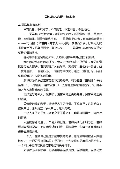 司马懿名言臣一路走来