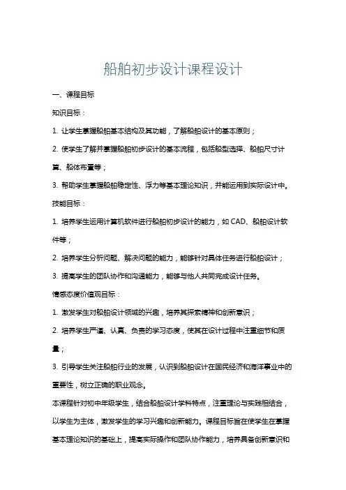 船舶初步设计课程设计