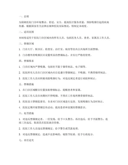 医院禁烟门诊管理制度范本