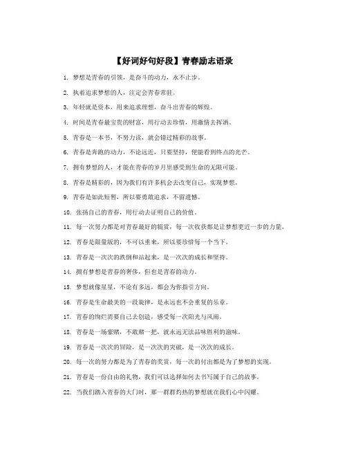 【好词好句好段】青春励志语录