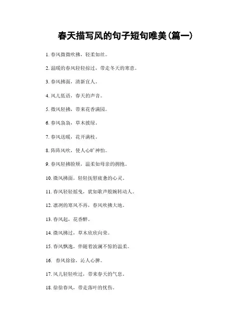 春天描写风的句子短句唯美(精选两篇)