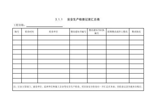 安全生产检查记录汇总表