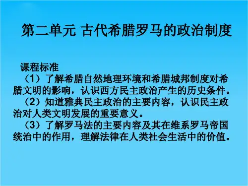 高考历史单元复习课件第2单元    古代希腊罗马的政治制度  (人教版新课标必修一)
