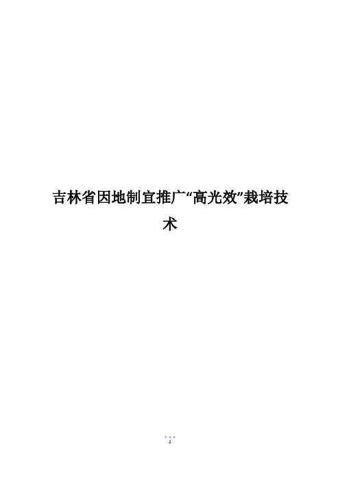 吉林省因地制宜推广“高光效”栽培技术
