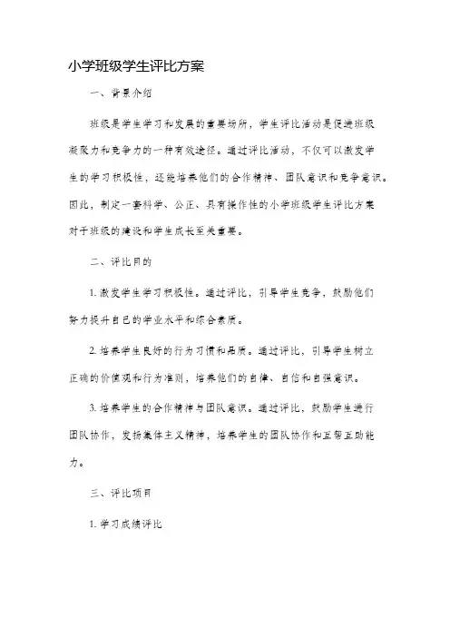 小学班级学生评比方案