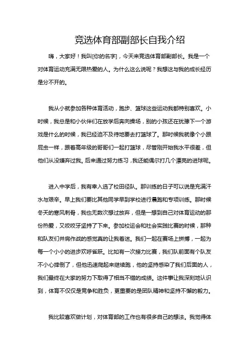 竞选体育部副部长自我介绍