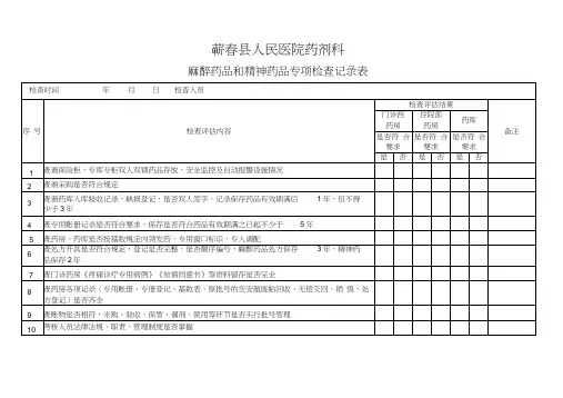 麻醉药品和精神药品专项检查记录表