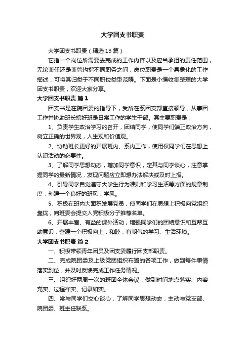 大学团支书职责
