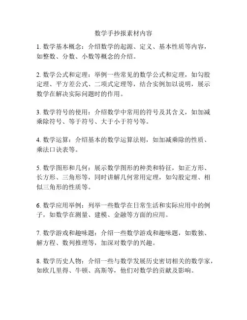 数学手抄报素材内容