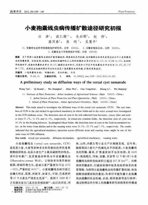 小麦孢囊线虫病传播扩散途径研究初报