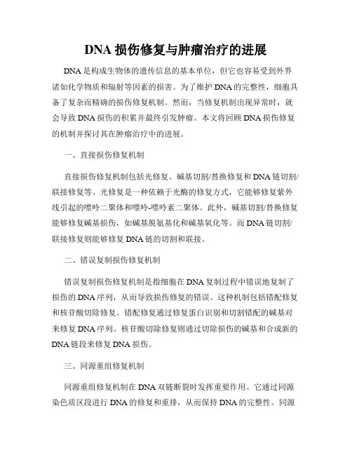 DNA损伤修复与肿瘤治疗的进展
