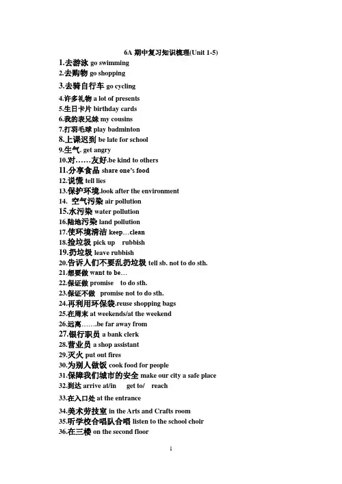 6A英语期中复习知识梳理