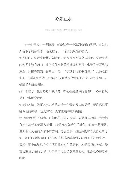 心如止水800字作文