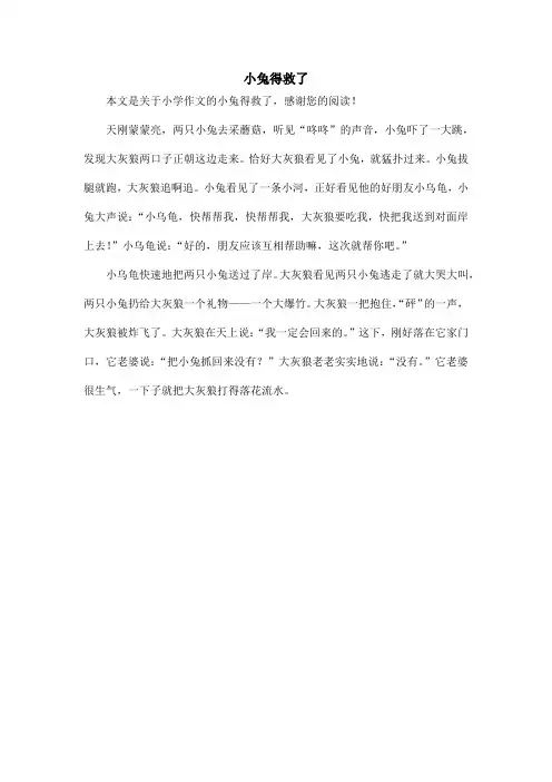 小兔得救了_小学作文