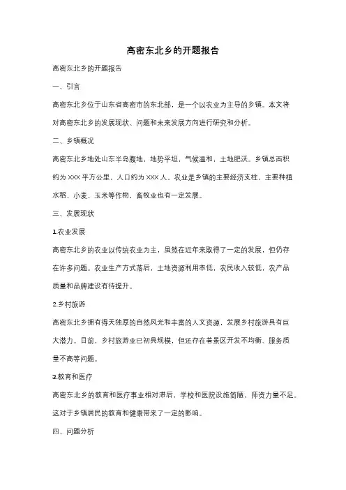 高密东北乡的开题报告