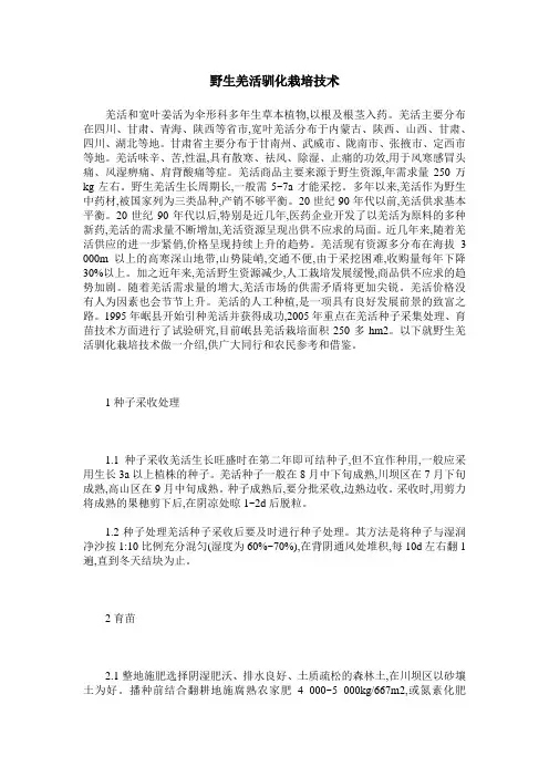 野生羌活驯化栽培技术