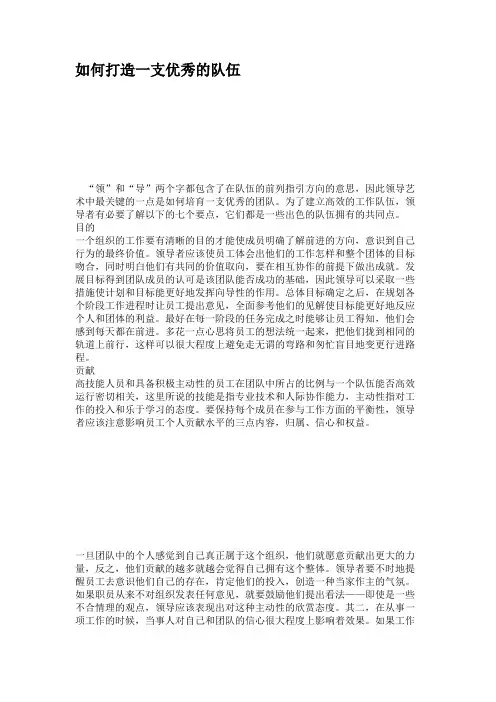 如何打造一支优秀的队伍.