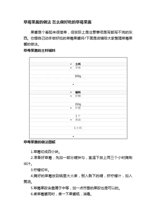 草莓果酱的做法怎么做好吃的草莓果酱