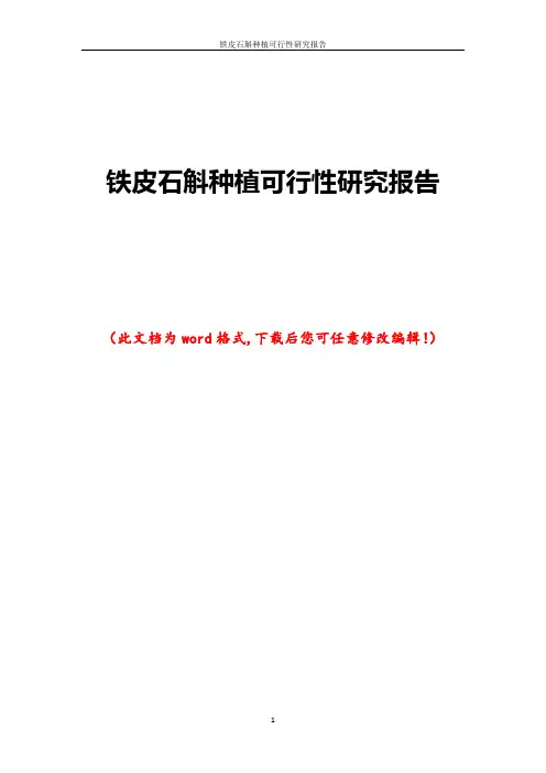 铁皮石斛种植可行性研究报告